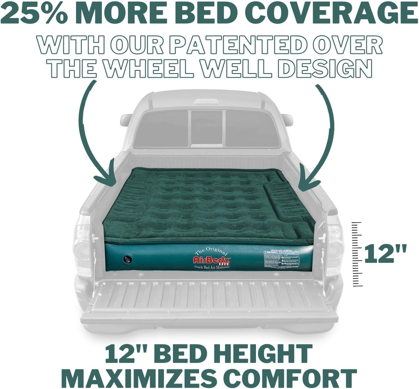 AirBedz Lite By Pittman Outdoors - PPI PV203C Mid Size 6.0'-6.5' Standard Bed With Portable DC Air Pump - The Original Truck Bed Air Mattress