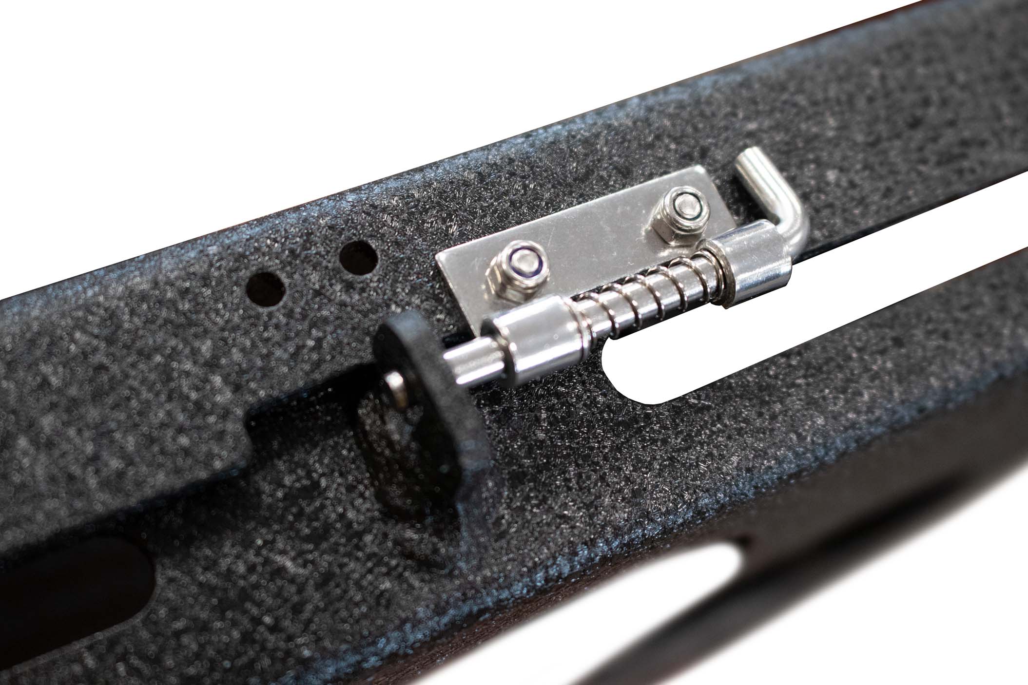 Black Textured Powder Coat 10-Gauge Steel Stainless Steel Hardware
