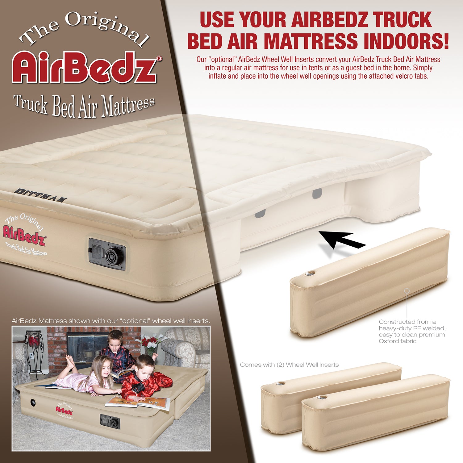 AirBedz Tan By Pittman Outdoors - Original Inflatable Wheel WellSide Inserts - Fits PPI 501 - PPI 504