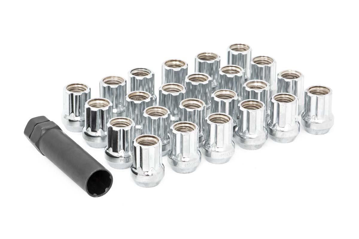 Rough Country Lug Nut Set - M12x1.25 - 24 Qty - Chrome - Open End