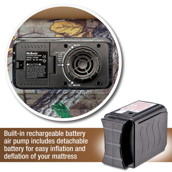 AirBedz CAMO By Pittman Outdoors - PPI 405 Mid Size 5.0'-5.5' Short Bed With Built-in Rechargeable Battery Air Pump - The Original Truck Bed Air Mattress INCLUDES TAILGATE EXTENSION AIR MATTRESS